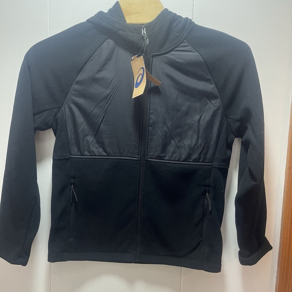 ASICS Knit Fleece Black Full Zip Hoodie Jacket Men's Size Medium NEW